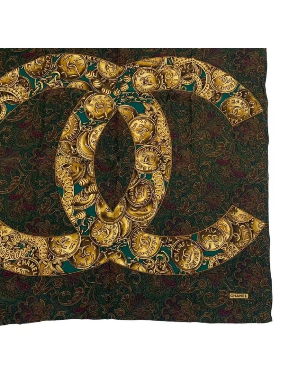 Chanel Scarf Silk CC Logo Paisley Pattern - Picture 5 of 6